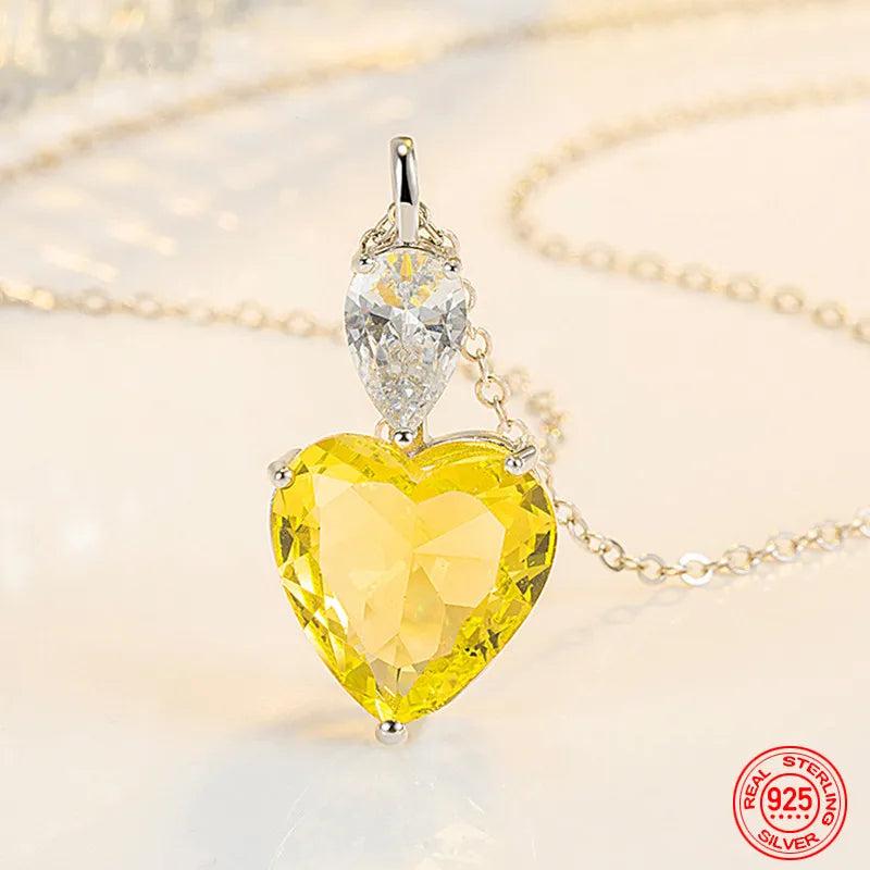 925 Silver Pink Zircon Necklace Chains For Women