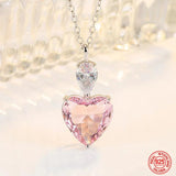 925 Silver Pink Zircon Necklace Chains For Women