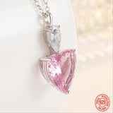 925 Silver Pink Zircon Necklace Chains For Women
