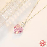 925 Silver Pink Zircon Necklace Chains For Women