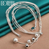 925 Silver Snake Chain Bead Ball Necklace for Women