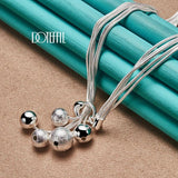 925 Silver Snake Chain Bead Ball Necklace for Women