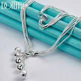 925 Silver Snake Chain Bead Ball Necklace for Women
