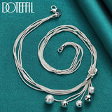 925 Silver Snake Chain Bead Ball Necklace for Women