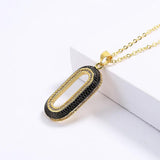 925 Silver Geometric Zircon Pendant Necklace for Women