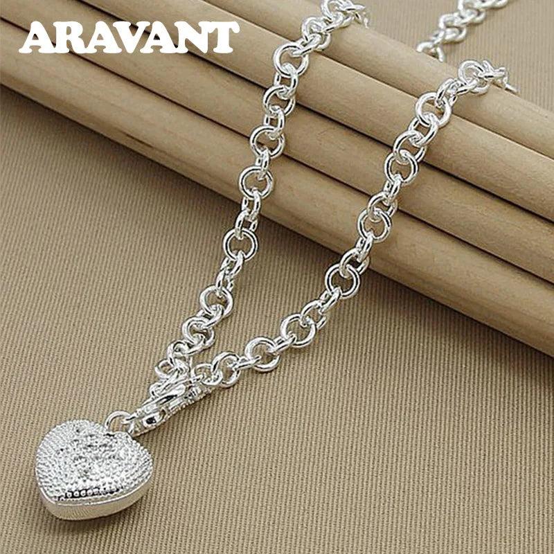 925 Silver Heart Pendant Necklace Chain Valentines Gift