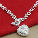 925 Silver Heart Pendant Necklace Chain Valentines Gift