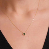 925 Silver Green Red CZ Zircon Pendant Choker Necklace