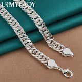 925 Sterling Silver 10mm Side Chain 20 Inch Necklace Women Wedding Party
