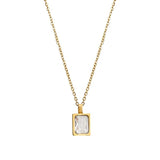 925 Silver Square Zircon Pendant Necklace for Women