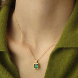 925 Silver Square Zircon Pendant Necklace for Women