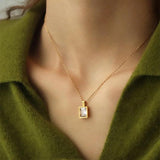 925 Silver Square Zircon Pendant Necklace for Women