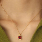 925 Silver Square Zircon Pendant Necklace for Women