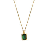 925 Silver Square Zircon Pendant Necklace for Women