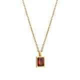 925 Silver Square Zircon Pendant Necklace for Women