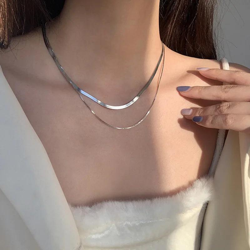 Double Layer Snake Chain Necklace for Women
