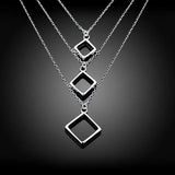 925 Silver Square Pendant Necklace For Women Men