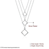 925 Silver Square Pendant Necklace For Women Men