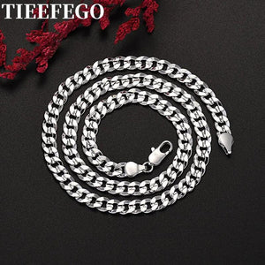 Men's 925 Sterling Silver 7mm Chain Necklace Wedding Jewelry