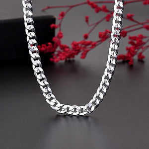 Men's 925 Sterling Silver 7mm Chain Necklace Wedding Jewelry