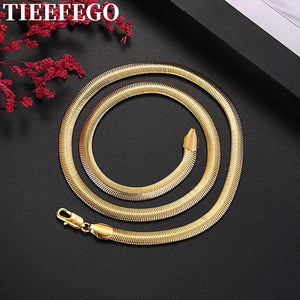925 Silver Plated 18K 6mm Snake Bone Necklace For Men And Women