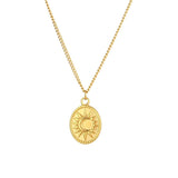 Vintage Moon Sun Star Pendant Necklace Stainless Steel