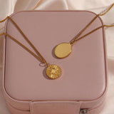 Vintage Moon Sun Star Pendant Necklace Stainless Steel
