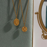 Vintage Moon Sun Star Pendant Necklace Stainless Steel