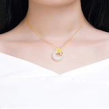 Hetian Jade Round Pendant Flower Clavicle Chain Wedding Jewelry