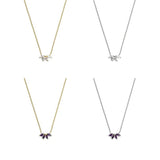 925 Silver Purple Zircon Pendant Necklace Women Wedding Jewelry