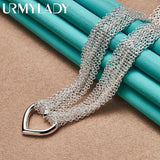 925 Sterling Heart Pendant Necklace Women Wedding Party Charm Jewelry