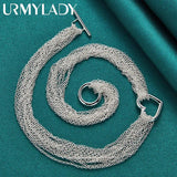 925 Sterling Heart Pendant Necklace Women Wedding Party Charm Jewelry