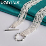 925 Sterling Heart Pendant Necklace Women Wedding Party Charm Jewelry