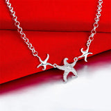 925 Silver Starfish 18-Inch Necklace Women's Fashion Wedding Jewelry