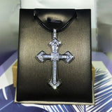 Retro Cross Choker Pendant Necklace Silver Crystal Party Jewelry