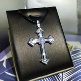 Retro Cross Choker Pendant Necklace Silver Crystal Party Jewelry