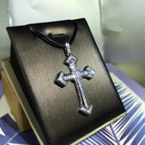 Retro Cross Choker Pendant Necklace Silver Crystal Party Jewelry