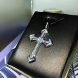Retro Cross Choker Pendant Necklace Silver Crystal Party Jewelry
