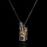 Natural Garnet Pendant Necklace Two Tone Gothic Branch Chains