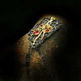 Natural Garnet Pendant Necklace Two Tone Gothic Branch Chains