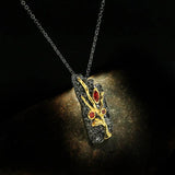 Natural Garnet Pendant Necklace Two Tone Gothic Branch Chains
