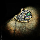 Exaggerated Gilding Pendant Necklace with Mystery Rainbow Stone Inlay