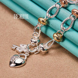 925 Silver Heart Lock Key Pendant Necklace Wedding Charm