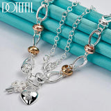 925 Silver Heart Lock Key Pendant Necklace Wedding Charm
