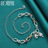 925 Silver Heart Lock Key Pendant Necklace Wedding Charm