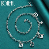 925 Silver Roman Numerals Pendant Necklace For Women Wedding Engagement