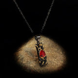 Vintage Garnet Pendant Necklace Romantic Jewelry for Women