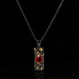 Vintage Garnet Pendant Necklace Romantic Jewelry for Women