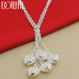 925 Silver Hollow Ball Five Heart Necklace For Women