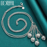 925 Silver Hollow Ball Five Heart Necklace For Women